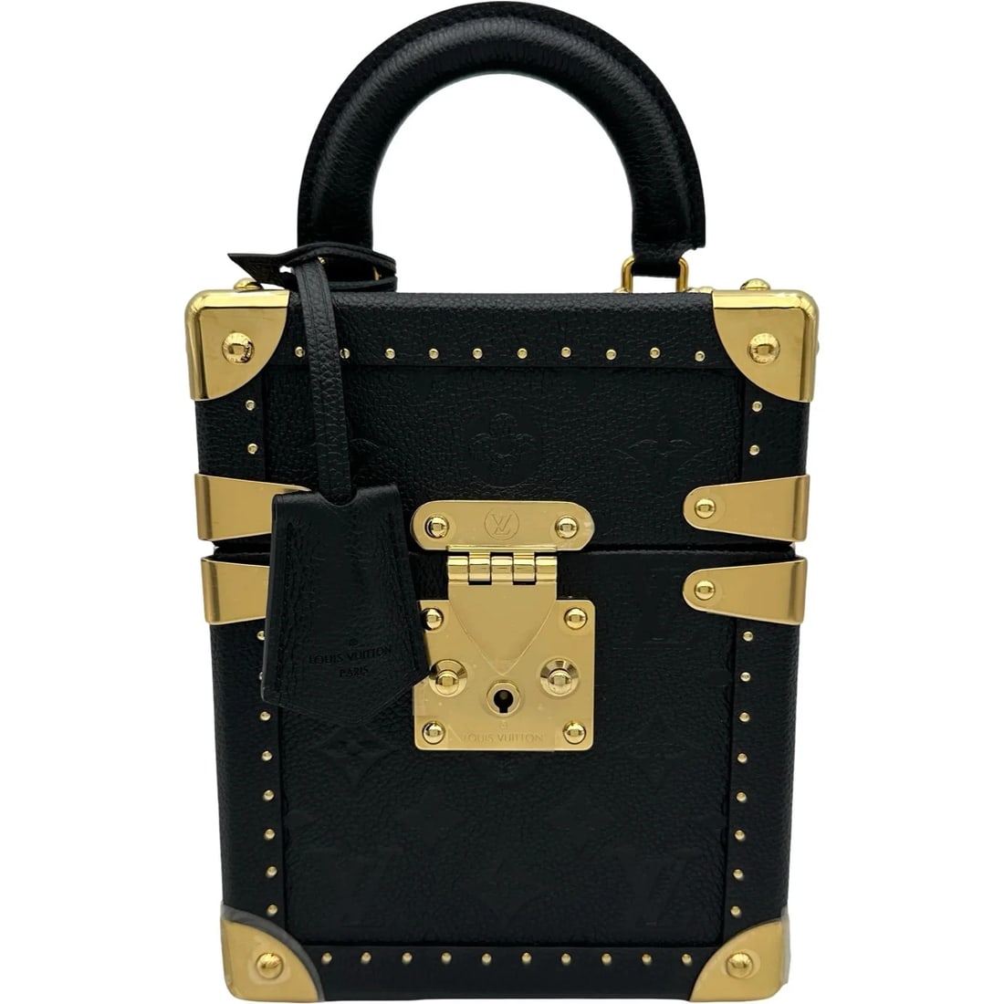 LOUIS VUITTON CAMERA BOX NOIR GHW EMPREINTE OTHER BAG: LOUIS VUITTON Camera Box Noir GHW Empreinte Other Bag Brand: LOUIS VUITTON Type/Style: Other Bag Material: Empreinte Color: Noir / GD Hardware Size: W: 15.5cm / H: 19.5cm / D: 9.5cm Accessories: None