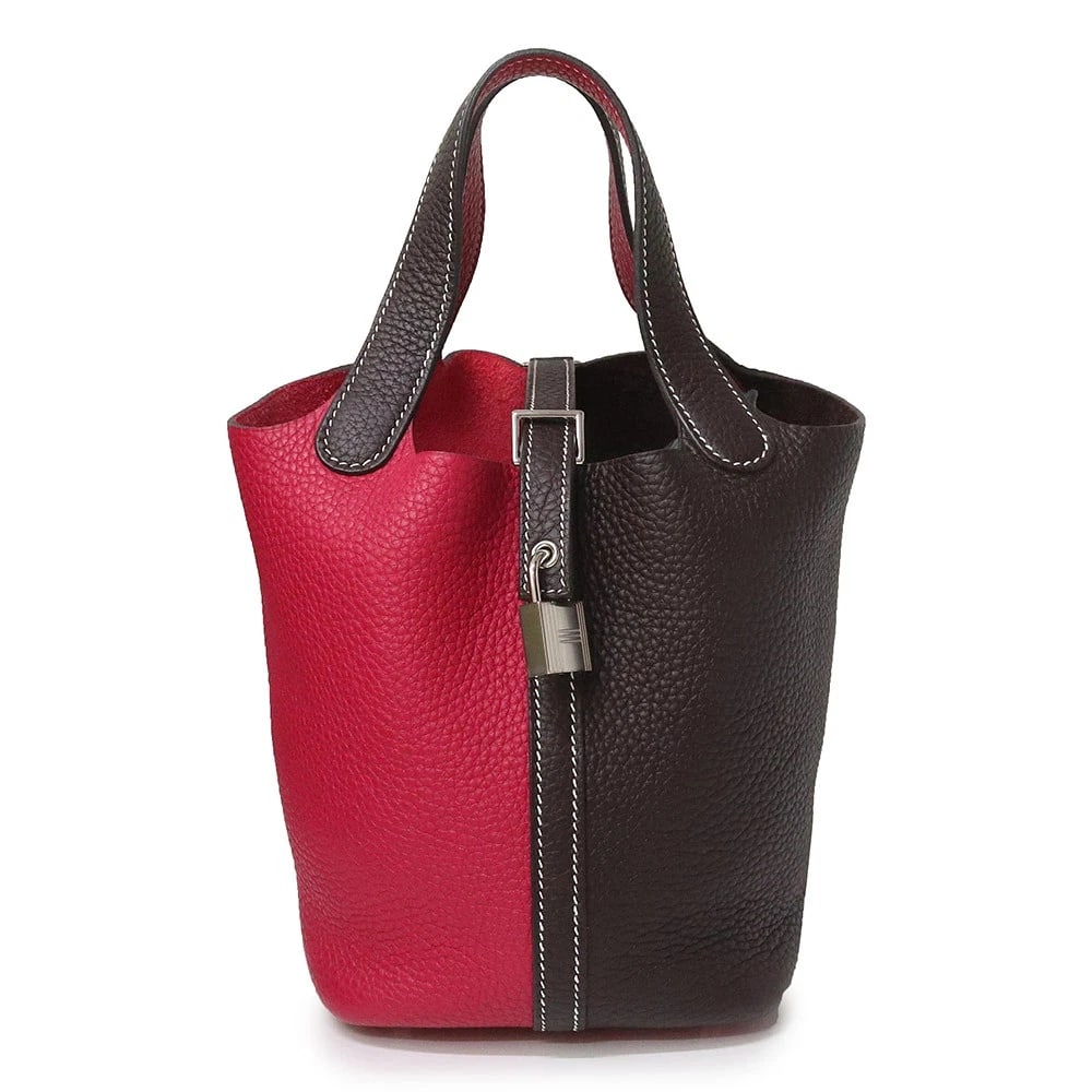 HERMES LEATHER ROUGE SELLIER FRAMBOISE Z STAMP: HERMES Leather Rouge Sellier Framboise Z Stamp Brand: HERMES Type/Style: Handbag Material: Taurillon Clemence Color: Rouge Sellier X Framboise Size: W:18cm x H:18cm x D:13cm Accessories: None