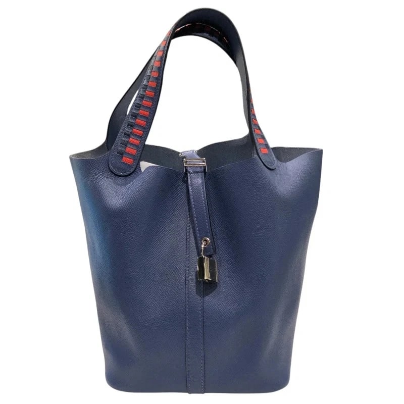 HERMES PICOTIN TRESSAGE D STAMP BLUE BRIGHTON SHW EPSOM: HERMES Picotin Tressage D Stamp Blue Brighton SHW Epsom Brand: HERMES Type/Style: Handbag Material: Epson Color: Blue Brighton / SV Hardware Size: W: 17cm / H: 21cm / D: 22cm Accessories: None