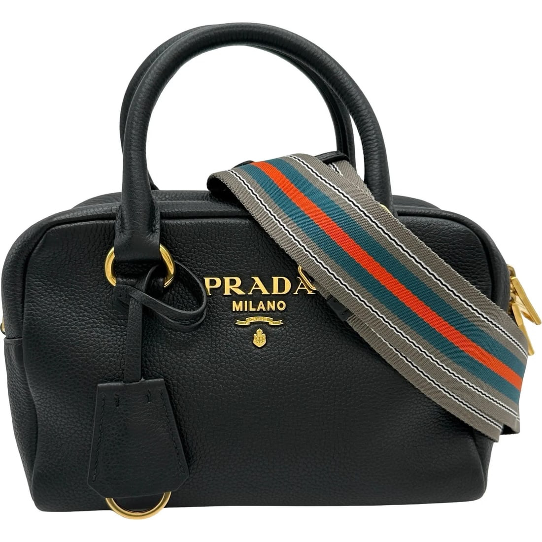 PRADA LOGO BLACK SHOULDER BAG: PRADA Logo Black Shoulder Bag Brand: PRADA Type/Style: Shoulder Bag Material: Leather Color: black Size: W: 23.5cm / H: 17cm / D: 6.5cm Accessories: None Accessories Notice: When purchasing pre-owned