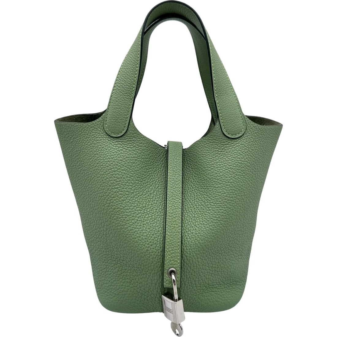 HERMES PICOTIN LOCK PM Y STAMP VEAU CRICKET SHW: HERMES Picotin Lock PM Y Stamp Veau Cricket SHW Brand: HERMES Type/Style: Handbag Material: Taurillon Color: Veil Cricket / SV Hardware Size: W: 18cm / H: 18cm / D: 13.5cm Accessories: None