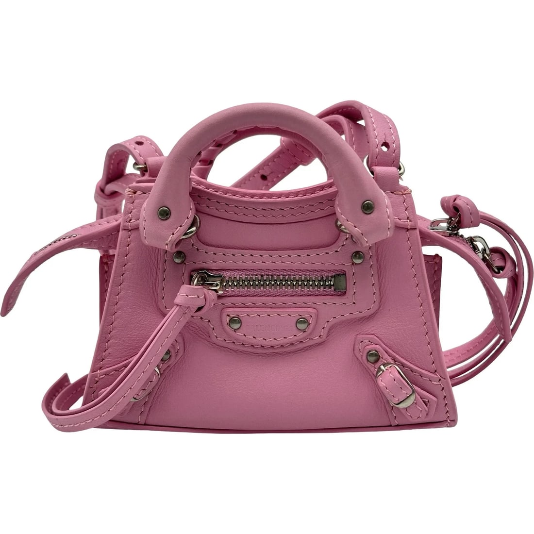 BALENCIAGA NEO SUPER NANO PINK SHOULDER BAG: BALENCIAGA Neo Super Nano Pink Shoulder Bag Brand: BALENCIAGA Type/Style: Shoulder Bag Material: Leather Color: pink Size: W: 12cm / H: 8cm / D: 5cm Accessories: None Accessories Notice: W