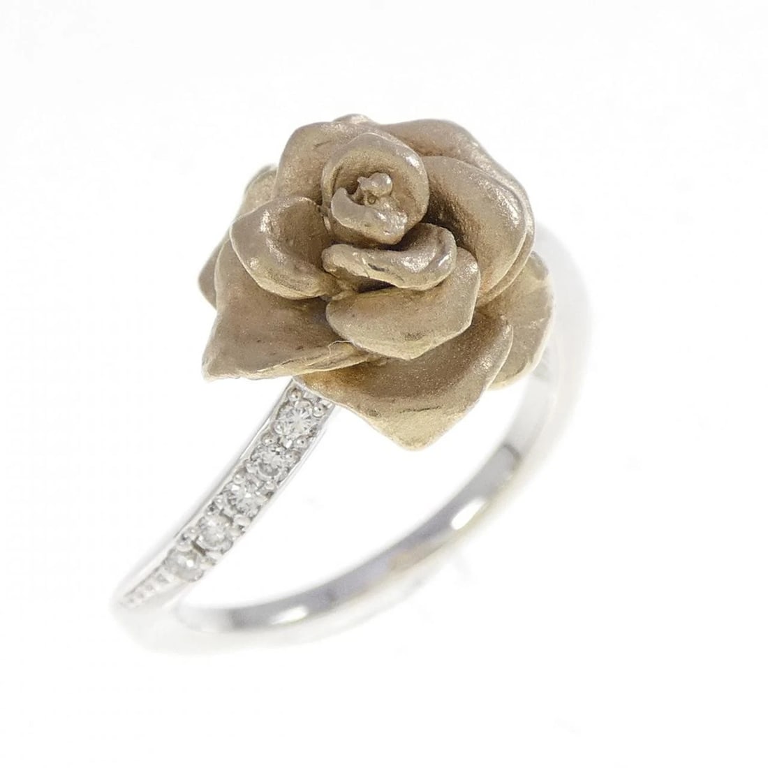 K18WG/K18YG ROSE DIAMOND RING: K18WG/K18YG Rose Diamond Ring Brand: Unbranded Type/Style: Diamond Ring Material: K18WG/K18YG, Color: WG YG Size: US6 1/4 Accessories: None Accessories Notice: When purchasing pre-owned goods, please