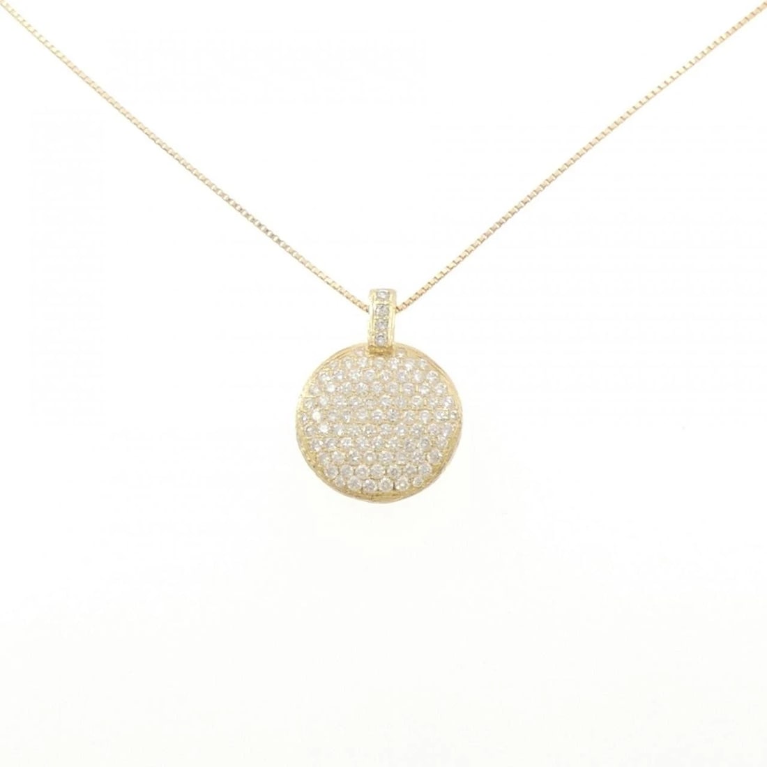 K18YG PAVE DIAMOND NECKLACE: K18YG Pave Diamond Necklace Brand: Unbranded Type/Style: Diamond Necklace Material: K18YG, Color: YG Size: Actual Size Pendant length approx. x width approx.: 20.5mmx15.8mm Chain maximum width