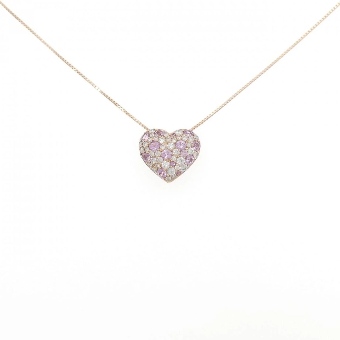 K18PG HEART SAPPHIRE NECKLACE: K18PG Heart Sapphire Necklace Brand: Unbranded Type/Style: Sapphire Necklace Material: K18PG, Main Stone Sapphire Color: PG Size: Actual Size Pendant length approx. x width approx.: 12.4mmx13.8mm