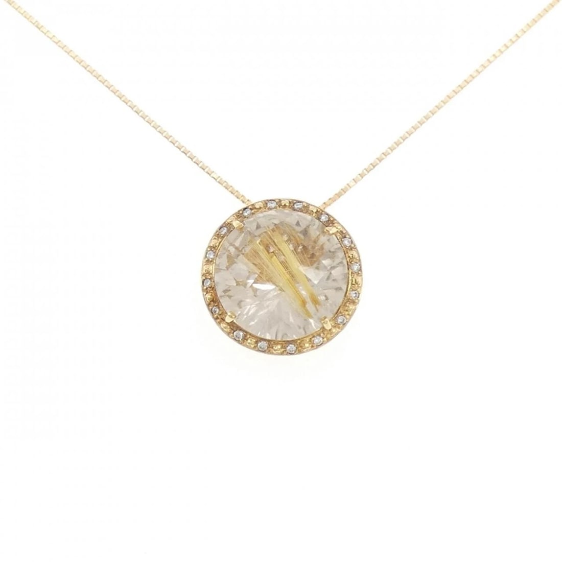 K18YG RUTILE QUARTZ NECKLACE: K18YG Rutile Quartz Necklace Brand: Unbranded Type/Style: Necklace Material: K18YG, Color: YG Size: Actual Size Pendant length approx. x width approx.: 16.9mmx17.2mm Chain maximum width approx.: