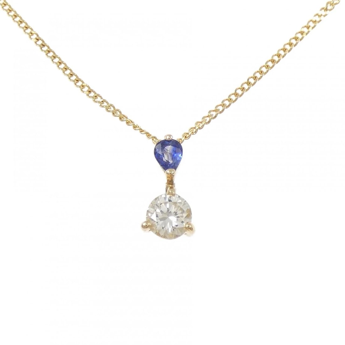 K18YG SAPPHIRE NECKLACE: K18YG Sapphire Necklace Brand: Unbranded Type/Style: Sapphire Necklace Material: K18YG, Main Stone Sapphire Color: YG Size: Actual Size Pendant length approx. x width approx.: 10.0mmx4.9mm Chain