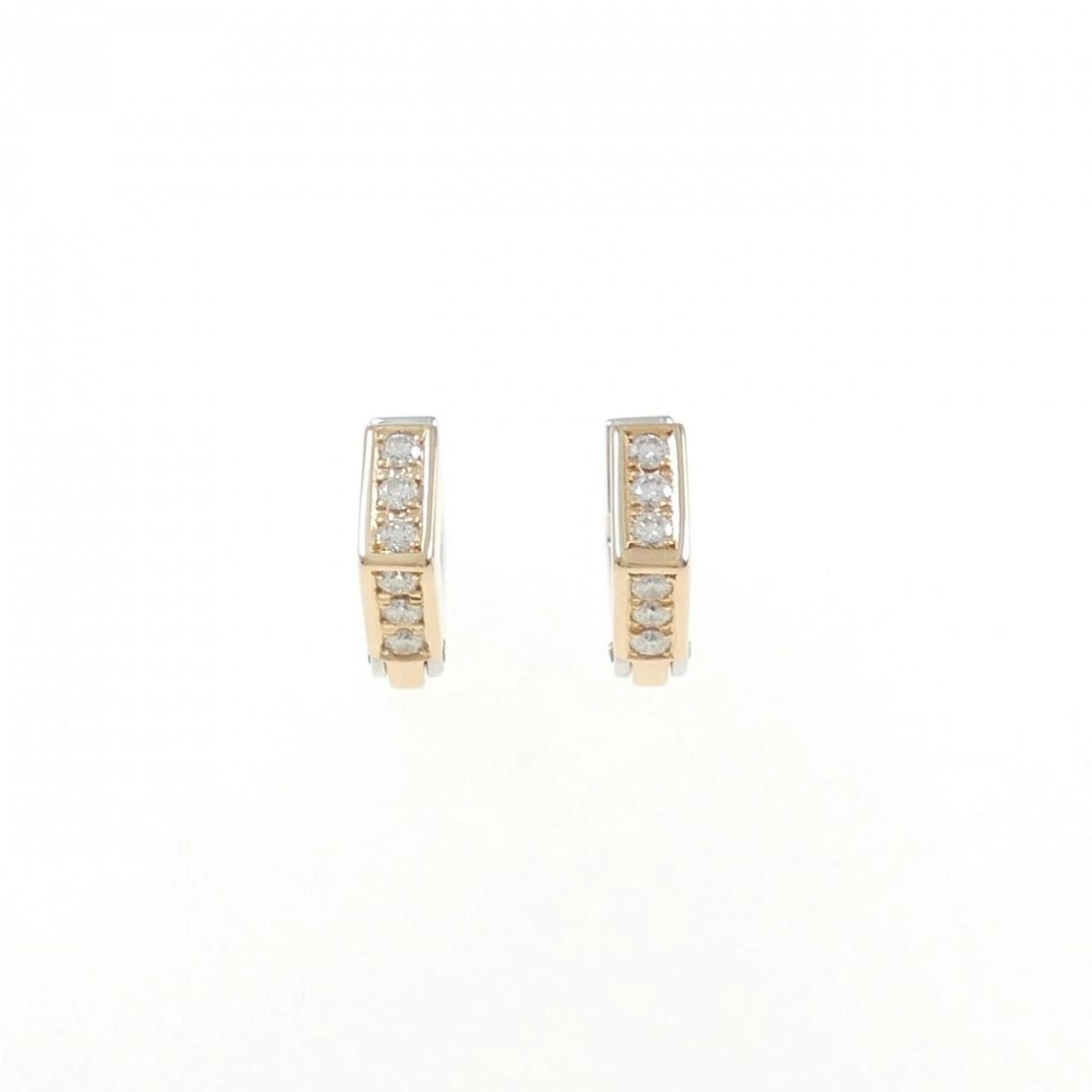 K18PG/K18WG DIAMOND EARRINGS: K18PG/K18WG Diamond Earrings Brand: Unbranded Type/Style: Diamond Pierce/Earring Material: K18PG/K18WG, Color: PG WG Size: Actual Size Approx. height x width: 13.1mm x 3.7mm Accessories: None