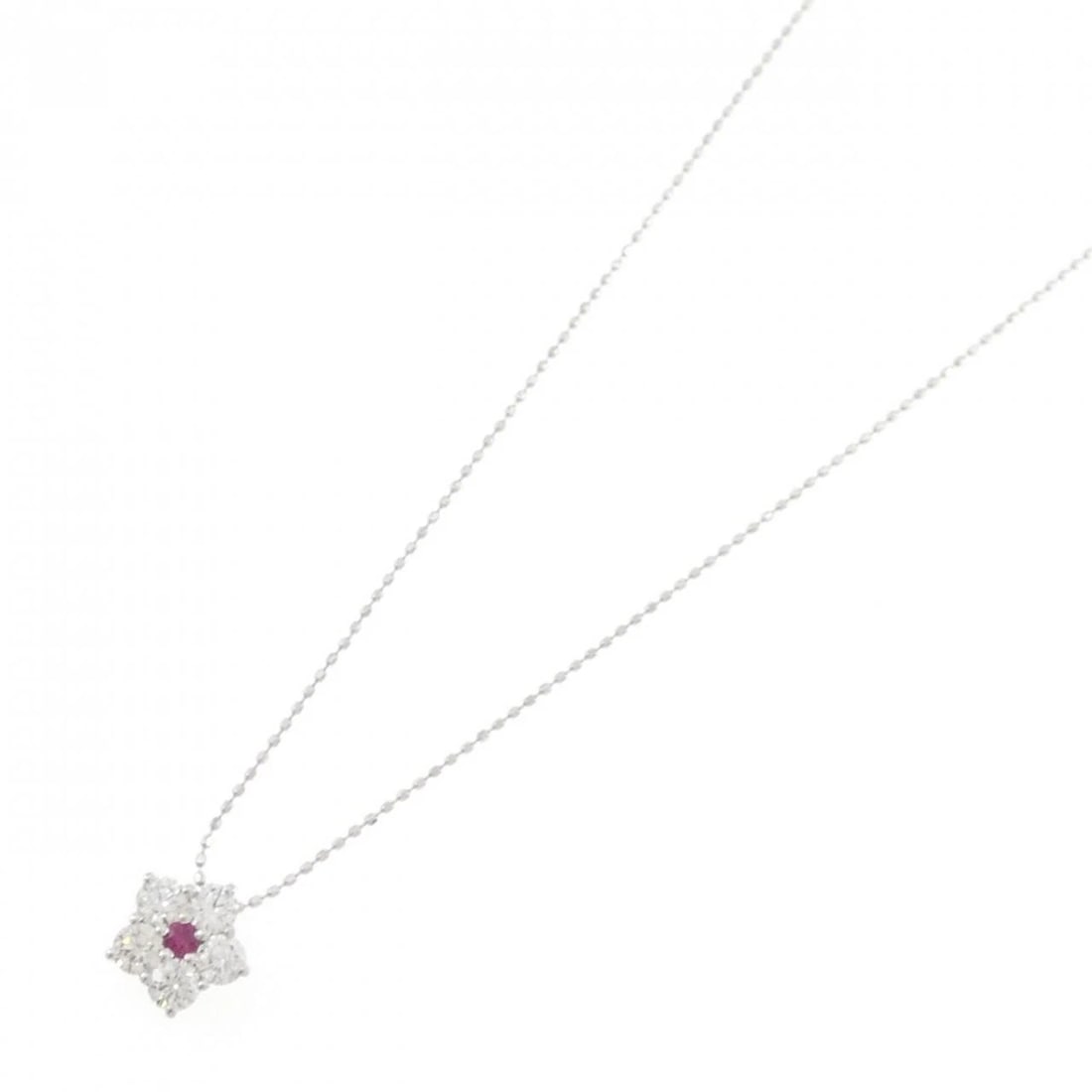 K18WG FLOWER RUBY NECKLACE - 2