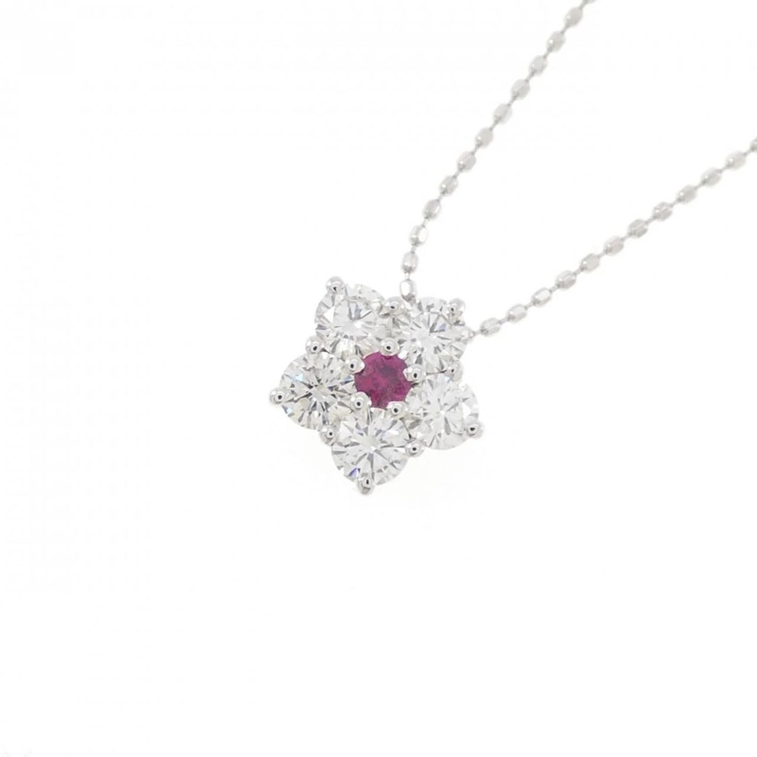 K18WG FLOWER RUBY NECKLACE - 3