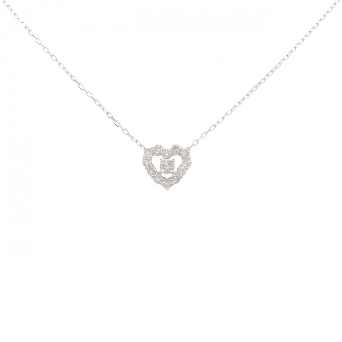 K18WG HEART DIAMOND NECKLACE: K18WG Heart Diamond Necklace Brand: Unbranded Type/Style: Diamond Necklace Material: K18WG, Color: WG Size: Actual Size Pendant length approx. x width approx.: 8.7mmx9.1mm Chain maximum width