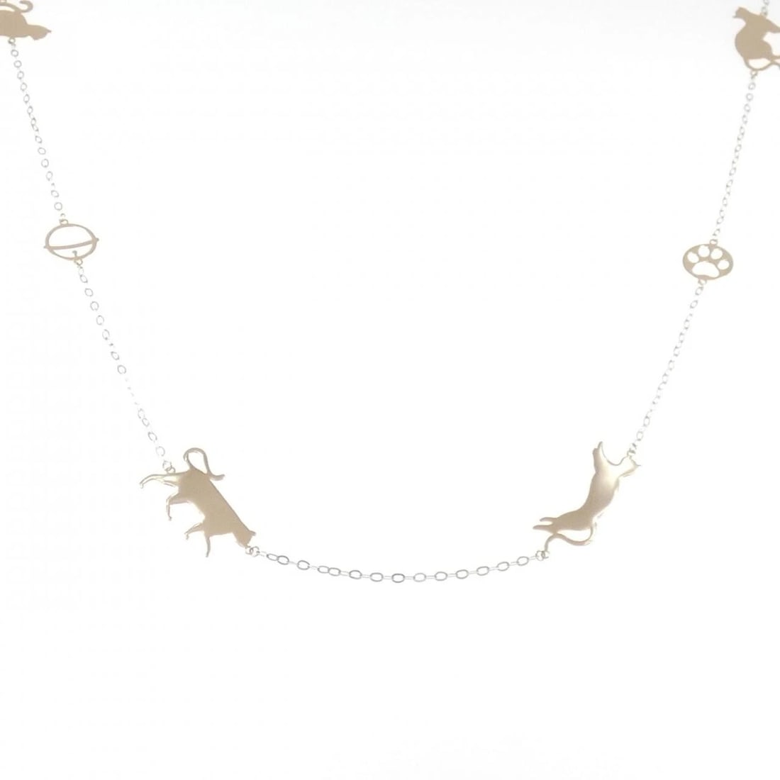 K18WG/K18PG CAT NECKLACE: K18WG/K18PG Cat Necklace Brand: Unbranded Type/Style: Necklace Material: K18WG/K18PG, Color: WG PG Size: Actual Size Diameteraround: 14.6mm Chain maximum width approx.: 1.5mm Size 80cm Accessories: