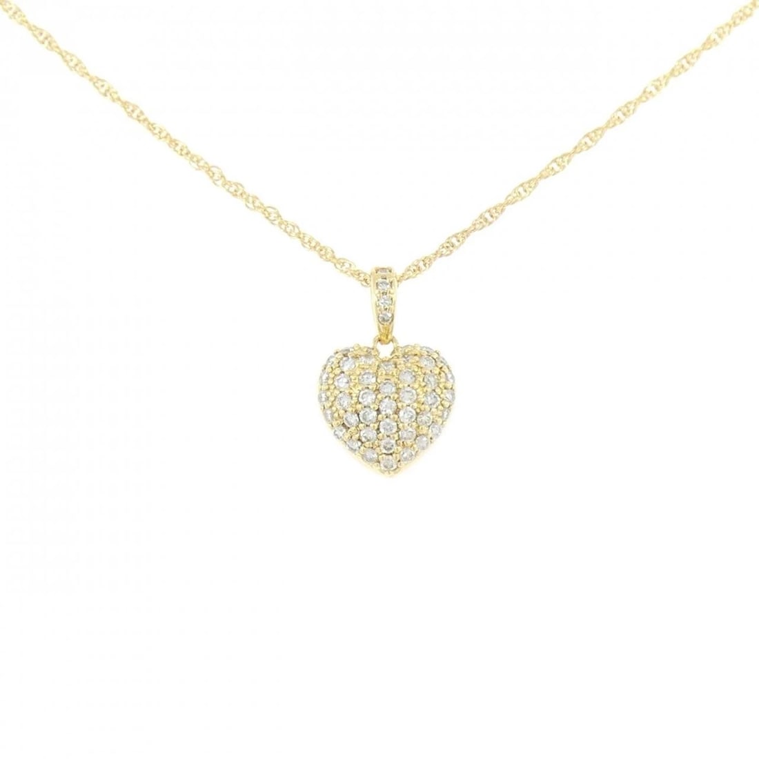 K18YG HEART PAVE DIAMOND NECKLACE: K18YG Heart Pave Diamond Necklace Brand: Unbranded Type/Style: Diamond Necklace Material: K18YG, Color: YG Size: Actual Size Pendant length approx. x width approx.: 17.4mmx11.4mm Chain maximum width
