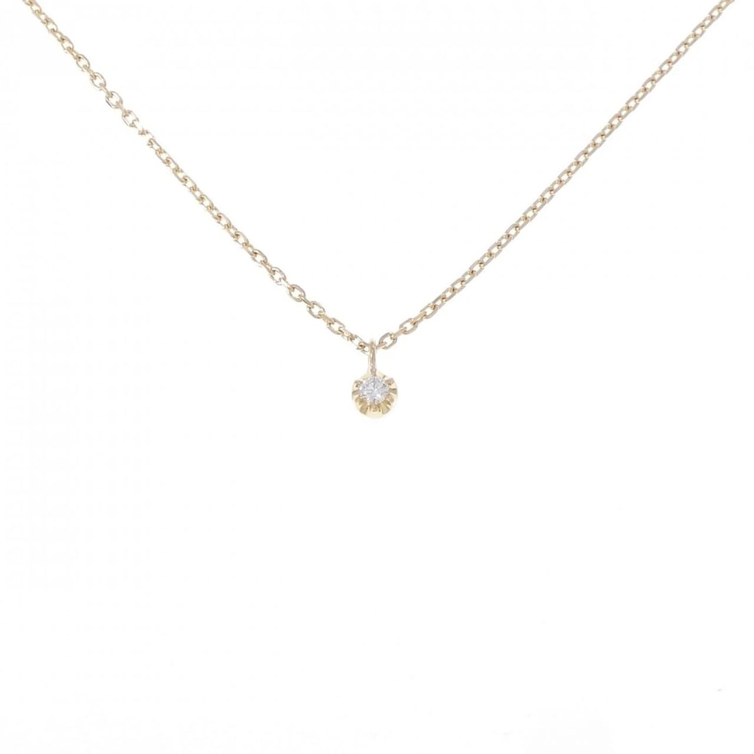 K18YG DIAMOND NECKLACE: K18YG Diamond Necklace Brand: Unbranded Type/Style: Diamond Necklace Material: K18YG, Color: YG Size: Actual Size Pendant length approx. x width approx.: 3.7mmx3.3mm Chain maximum width approx.: