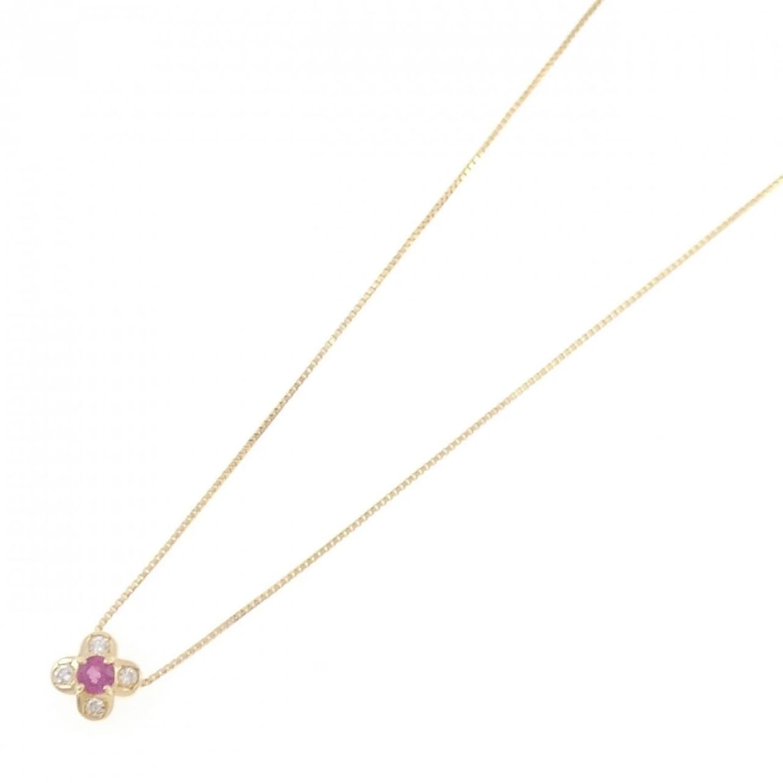 K18YG FLOWER RUBY NECKLACE - 2