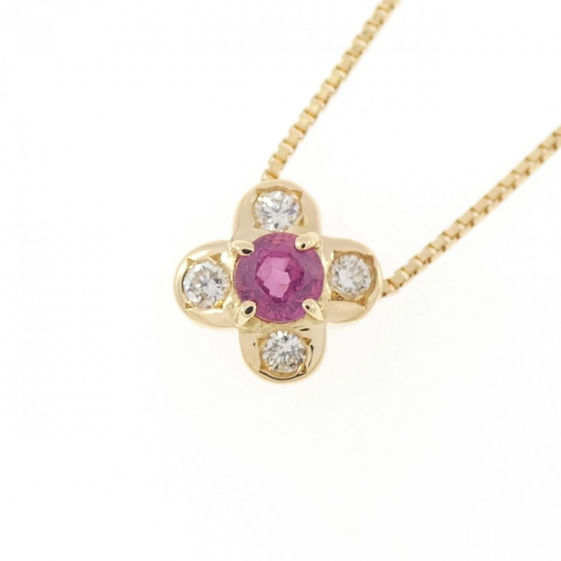 K18YG FLOWER RUBY NECKLACE - 3