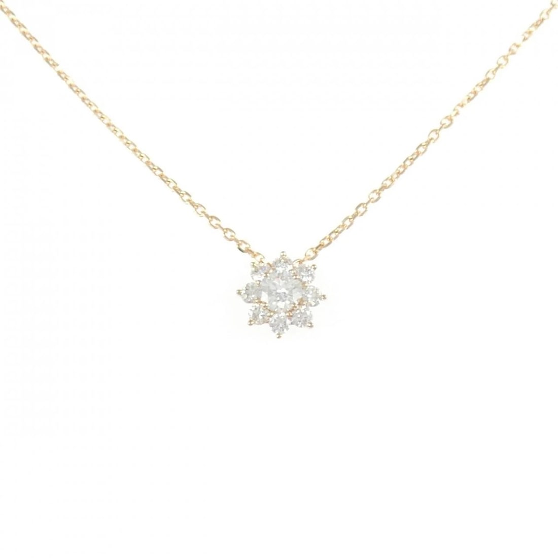 K18PG FLOWER DIAMOND NECKLACE: K18PG Flower Diamond Necklace Brand: Unbranded Type/Style: Diamond Necklace Material: K18PG, Color: PG Size: Size Length 45cm Accessories: None Accessories Notice: When purchasing pre-owne