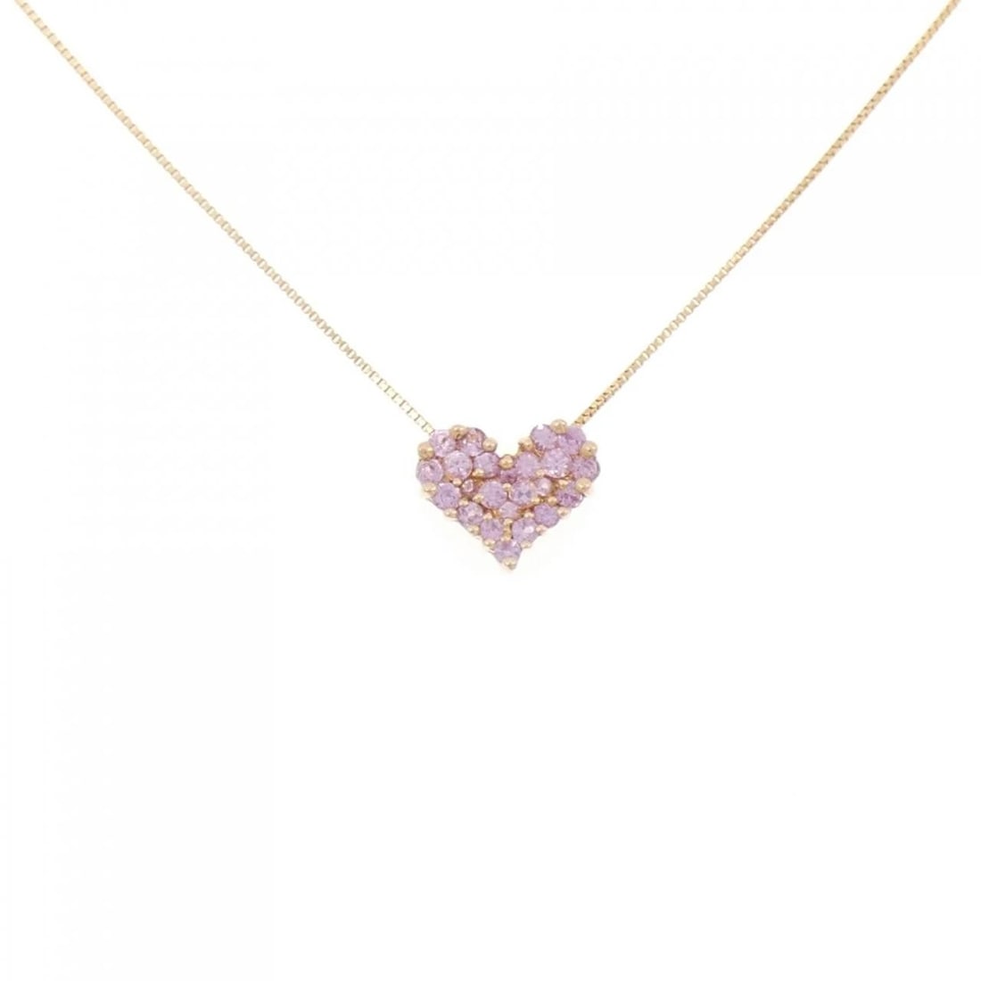 K18PG HEART SAPPHIRE NECKLACE: K18PG Heart Sapphire Necklace Brand: Unbranded Type/Style: Sapphire Necklace Material: K18PG, Color: PG Size: Size Length 45cm Accessories: None Accessories Notice: When purchasing pre-owned goods,
