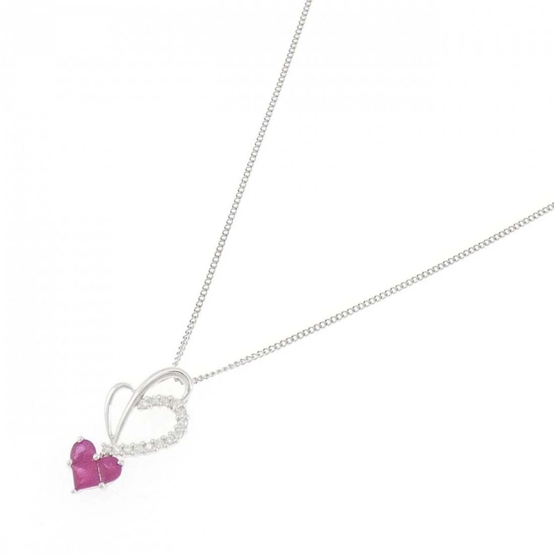 K18WG HEART RUBY NECKLACE - 2