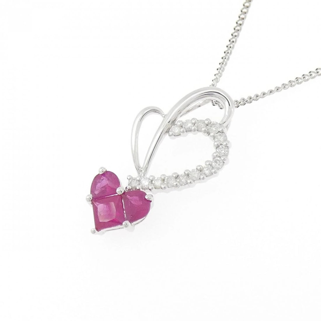 K18WG HEART RUBY NECKLACE - 3