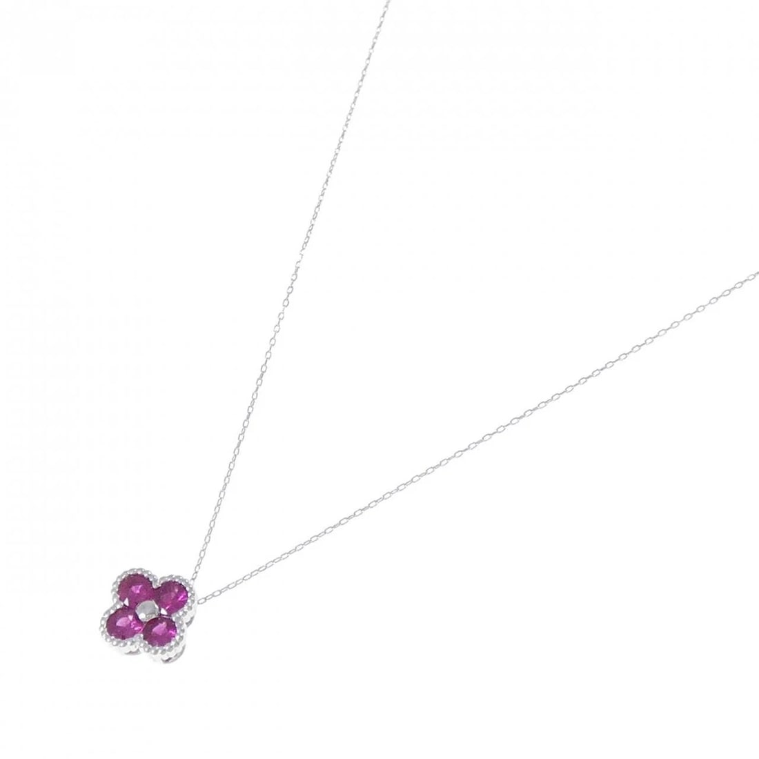 K18WG FLOWER RUBY NECKLACE - 2