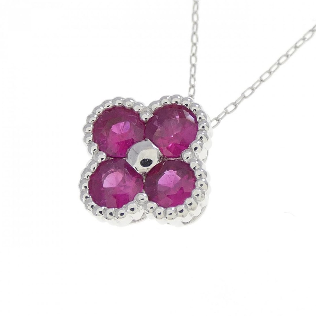 K18WG FLOWER RUBY NECKLACE - 3