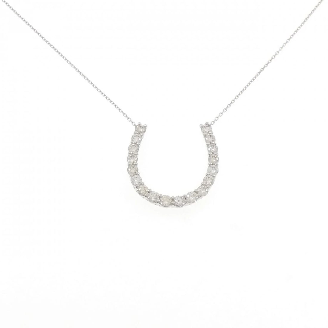 PT900/PT850 HORSESHOE DIAMOND NECKLACE: PT900/PT850 Horseshoe Diamond Necklace Brand: Unbranded Type/Style: Diamond Necklace Material: PT900/PT850, Color: PT Size: Size Length 47cm Accessories: None Accessories Notice: When purchasing