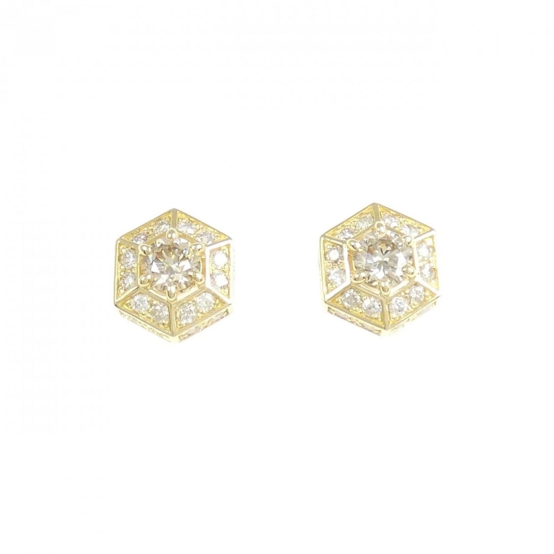 K18YG DIAMOND PIERCING: K18YG Diamond Piercing Brand: Unbranded Type/Style: Diamond Pierce/Earring Material: K18YG, Color: YG Size: Actual Size Approx. height x width: 10.0mm x 8.8mm Accessories: None Accessories Notice: