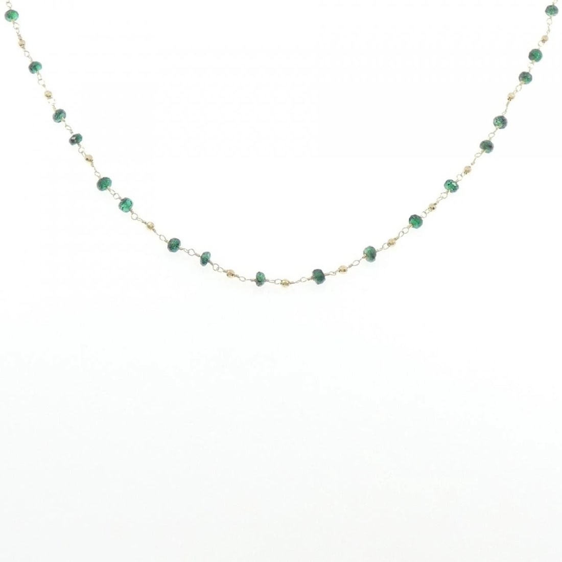 18K YELLOW GOLD EMERALD NECKLACE: 18K Yellow Gold Emerald Necklace Brand: Unbranded Type/Style: Emerald Necklace Material: K18YG, Main Stone Emerald Color: YG Size: Size Length 62cm Accessories: None Accessories Notice: When