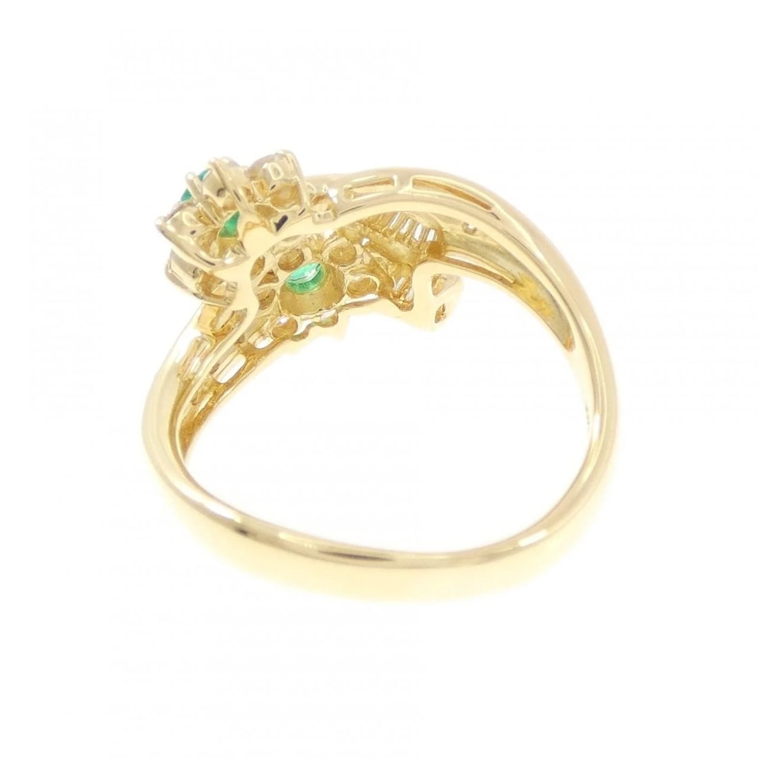 K18YG FLOWER EMERALD RING - 3