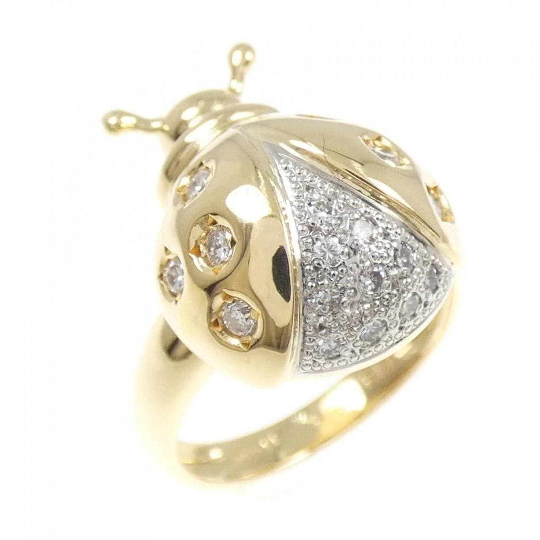 K18YG/PT900 LADYBUG DIAMOND RING: K18YG/PT900 Ladybug Diamond Ring Brand: Unbranded Type/Style: Diamond Ring Material: K18YG/PT900, Color: YG PT Size: US5 3/4 Accessories: None Accessories Notice: When purchasing pre-owned goods,