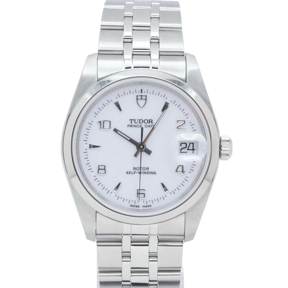 TUDOR WATCH PRINCE DATE AUTOMATIC WHITE DIAL WATCH: Tudor Watch Prince Date Automatic White Dial Watch Brand: TUDOR Type/Style: Wristwatch Material: SS Color: WHITE DIAL Size: Case size: 34mm Wrist size: 17.5cm Accessories: None Accessories
