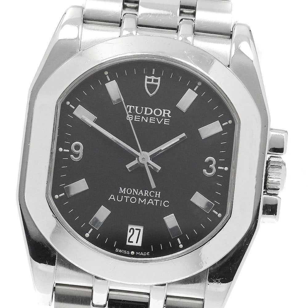 TUDOR WATCH MONARCH DATE AUTOMATIC WATCH: Tudor Watch Monarch Date Automatic Watch Brand: TUDOR Type/Style: Wristwatch Material: SS Color: BLACK Size: Case size: 33mm Wrist size: Approx. 18cm Accessories: None Accessories Notice: When