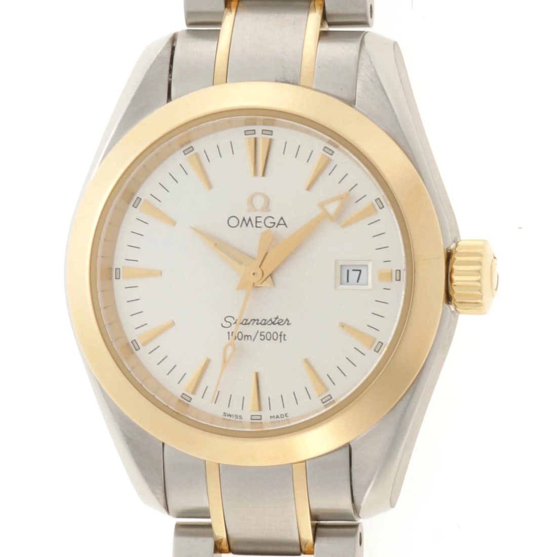OMEGA WATCH SEAMASTER YELLOW GOLD WATCH: Omega Watch Seamaster Yellow Gold Watch Brand: OMEGA Type/Style: Wristwatch Material: Stainless steel/18K yellow gold Color: SILVER Size: Case size: 29.2mm Wrist size: Approx. 15.5cm Accessories: