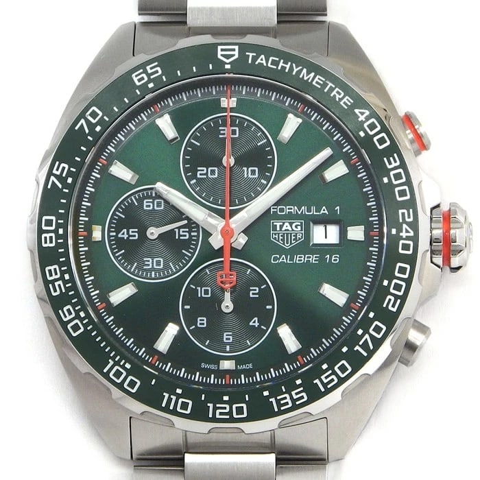 TAG HEUER FORM CHRONOGRAPH WATCH: Tag Heuer Form Chronograph Watch Brand: TAG HEUER Type/Style: Wristwatch Material: Stainless steel Color: GREEN Size: Case size: 44mm Wrist size: 21.0cm Accessories: None Accessories Notic