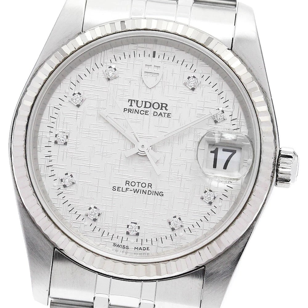 TUDOR WATCH DATE WHITE GOLD BEZEL DIAMOND WATCH: Tudor Watch Date White Gold Bezel Diamond Watch Brand: TUDOR Type/Style: Wristwatch Material: Stainless Steel/White Gold Color: WHITE Size: Case size: 34mm Wrist size: Approx. 17cm Accessories: No