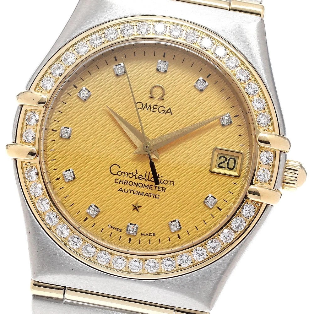 OMEGA WATCH CONSTELLATION DATE FULL BAR WATCH: Omega Watch Constellation Date Full Bar Watch Brand: OMEGA Type/Style: Wristwatch Material: Stainless Steel/Yellow Gold Color: GOLD DIAL Size: Case size: 35mm Wrist size: Approx. 17.5cm Accessorie