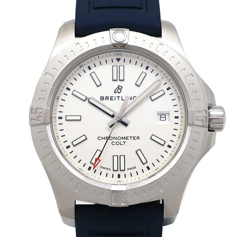 BREITLING WATCH COLT AUTOMATIC DATE WHITE STAINLESTEEL WATCH: Breitling Watch Colt Automatic Date White Stainlesteel Watch Brand: BREITLING Type/Style: Wristwatch Material: SS Color: none Size: Case size: 41mm Wrist size: 20.0cm Accessories: None Acc