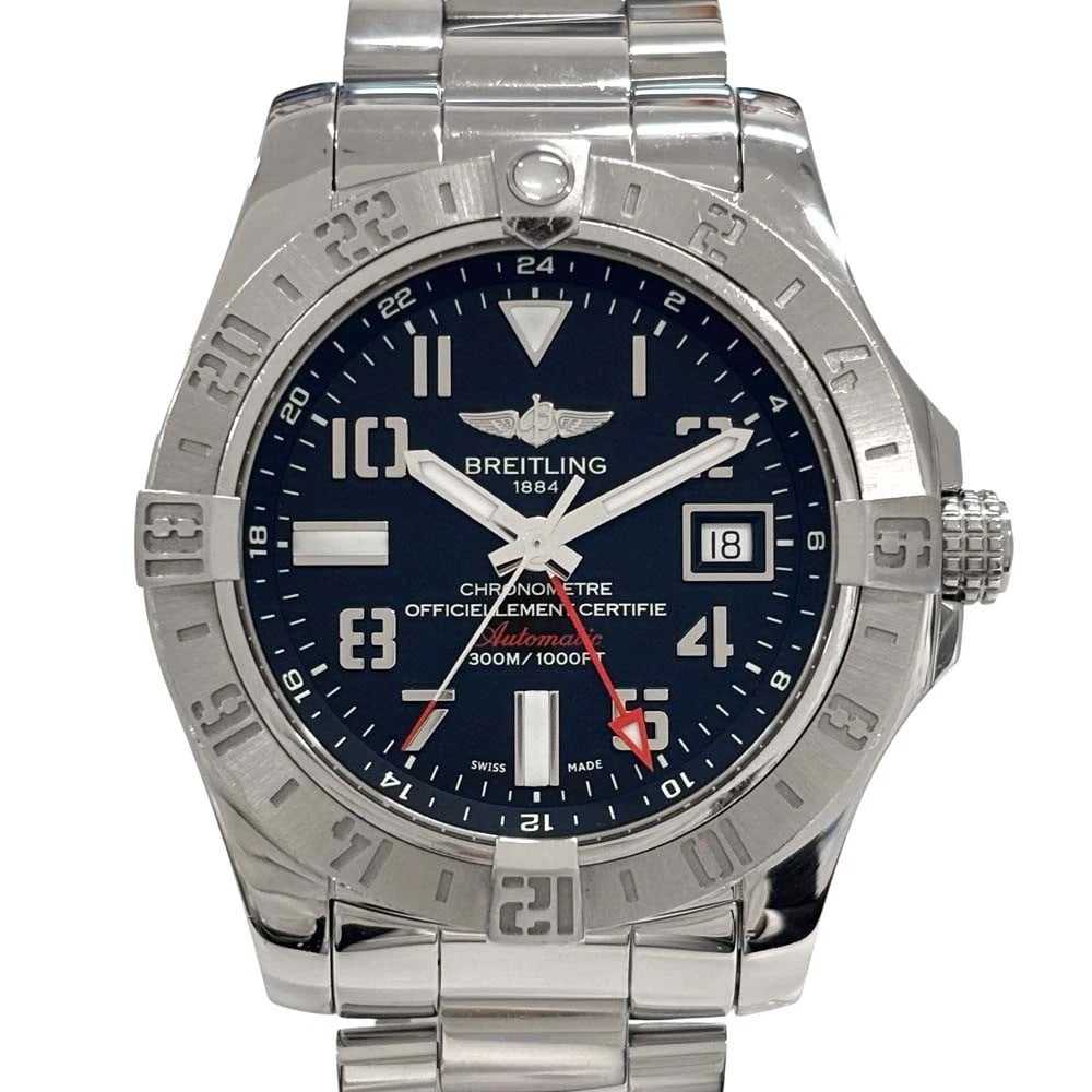 BREITLING WATCH AVENGER II GMT AUTOMATIC DATE WATCH: Breitling Watch Avenger Ii Gmt Automatic Date Watch Brand: BREITLING Type/Style: Wristwatch Material: SS Color: BLUE Size: Case size: 43mm Wrist size: 19cm Accessories: None Accessories Notice: When