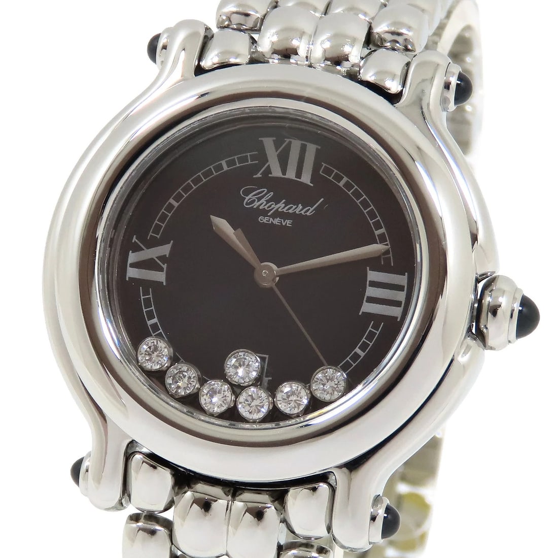 CHOPARD WATCH HAPPY SPORT BLACK STAINLESTEEL WATCH: Chopard Watch Happy Sport Black Stainlesteel Watch Brand: CHOPARD Type/Style: Wristwatch Material: SS Color: BLACK Size: Case size: 31mm Wrist size: 18.0 cm Accessories: None Accessories Notice: When