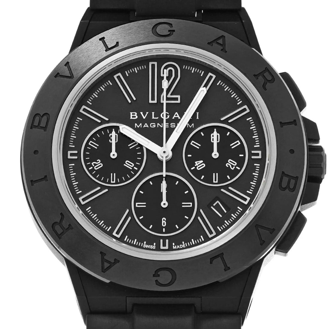 BVLGARI WATCH DIAGONO MAGNESIUM CHRONOGRAPH WATCH: Bvlgari Watch Diagono Magnesium Chronograph Watch Brand: BVLGARI Type/Style: Wristwatch Material: Magnesium/Peak Color: BLACK Size: Case size: 42mm Wrist size: Approx. 15cm-19cm Accessories: None