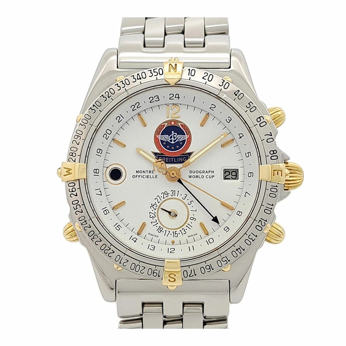 BREITLING WATCH DUOGRAPH AUTOMATIC LIMITED WHITE WATCH: Breitling Watch Duograph Automatic Limited White Watch Brand: BREITLING Type/Style: Wristwatch Material: SS Color: WHITE Size: Case size: 39mm Wrist size: Approx. 18cm Accessories: None Accessories