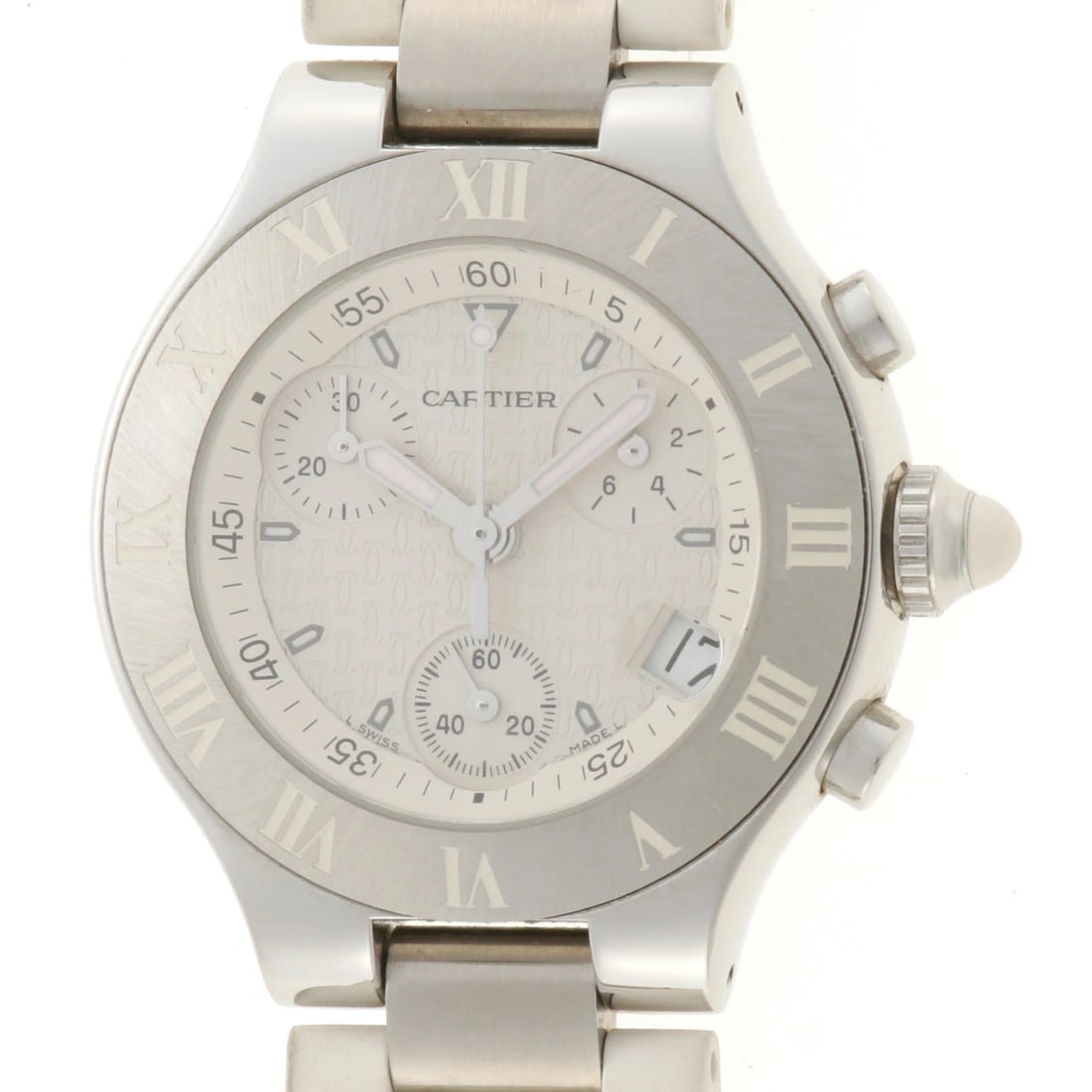 CARTIER WATCH CHRONOSCAPH SM STAINLESTEEL/RUBBER WATCH: Cartier Watch Chronoscaph Sm Stainlesteel/Rubber Watch Brand: CARTIER Type/Style: Wristwatch Material: Stainless steel/Rubber Color: SILVER Size: Case size: 31.5mm Wrist size: Approx. 15cm Accesso