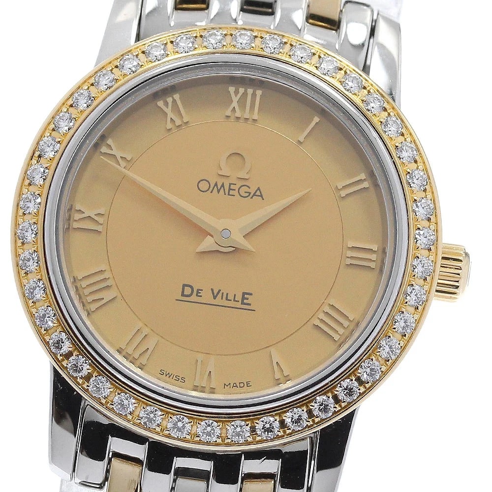 OMEGA WATCH DE VILLE PRESTIGE DIAMOND BEZEL WATCH: Omega Watch De Ville Prestige Diamond Bezel Watch Brand: OMEGA Type/Style: Wristwatch Material: SS/YG Color: none Size: Case size: 22mm Wrist size: Approx. 14.5cm Accessories: None Accesso