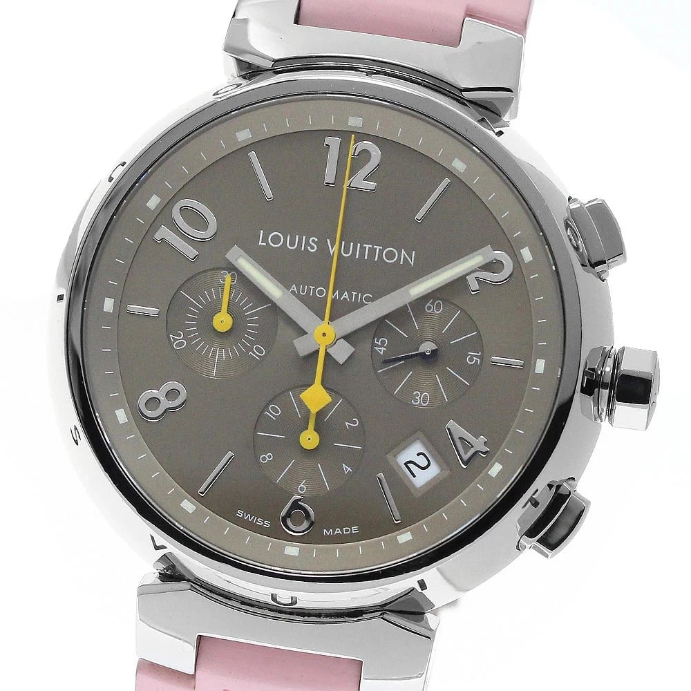 LOUIS VUITTON WATCH TAMBOUR CHRONOGRAPH AUTOMATIC WATCH: Louis Vuitton Watch Tambour Chronograph Automatic Watch Brand: LOUIS VUITTON Type/Style: Wristwatch Material: SS Color: BROWN DIAL Size: Case size: 41mm Wrist size: Approx. 20.5cm Accessories: Non