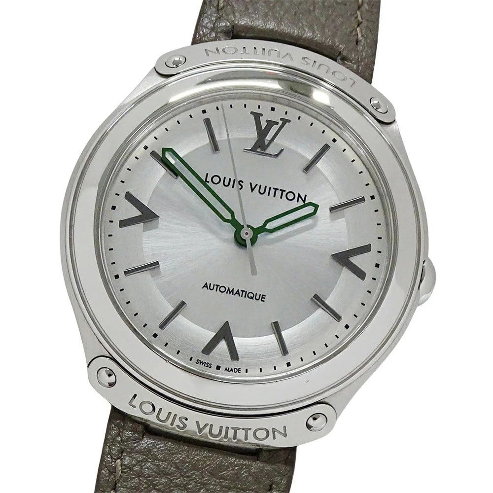 LOUIS VUITTON WATCH FIFTY-FIVE AUTOMATIC WATCH: Louis Vuitton Watch Fifty-Five Automatic Watch Brand: LOUIS VUITTON Type/Style: Wristwatch Material: SS Color: Stainless steel/Leather Size: Case size: 36mm Wrist size: Approx. 18cm Accessories: N