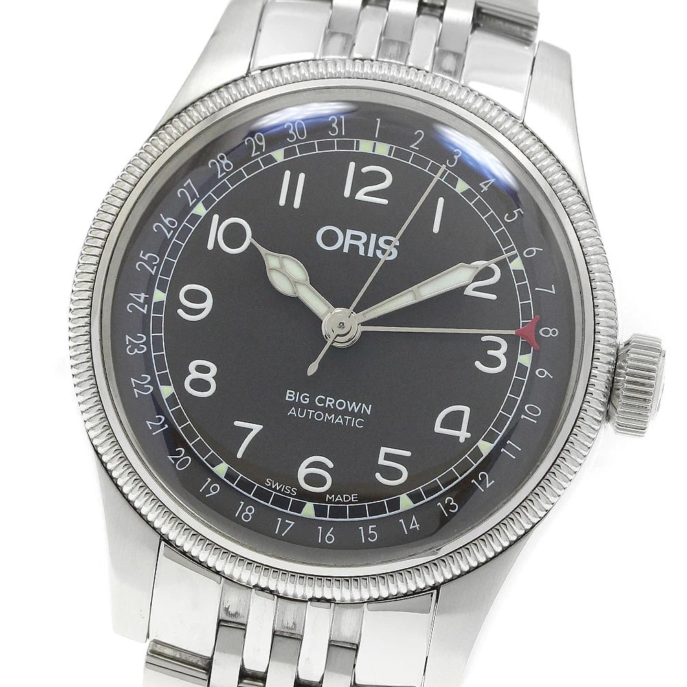 ORIS WATCH BIG CROWN POINTER DATE AUTOMATIC GREY DIAL WATCH: Oris Watch Big Crown Pointer Date Automatic Grey Dial Watch Brand: ORIS Type/Style: Wristwatch Material: SS Color: GREY DIAL Size: Case size: 39mm Wrist size: Approx. 18cm Accessories: None