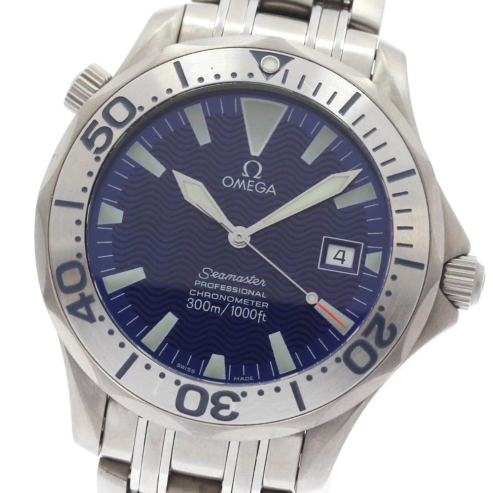 OMEGA WATCH SEAMASTER 300 DATE AUTOMATIC WATCH: Omega Watch Seamaster 300 Date Automatic Watch Brand: OMEGA Type/Style: Wristwatch Material: Titanium Color: BLUE Size: Case size: 41mm Wrist size: Approx. 17 + 1.8cm Accessories: None Acc