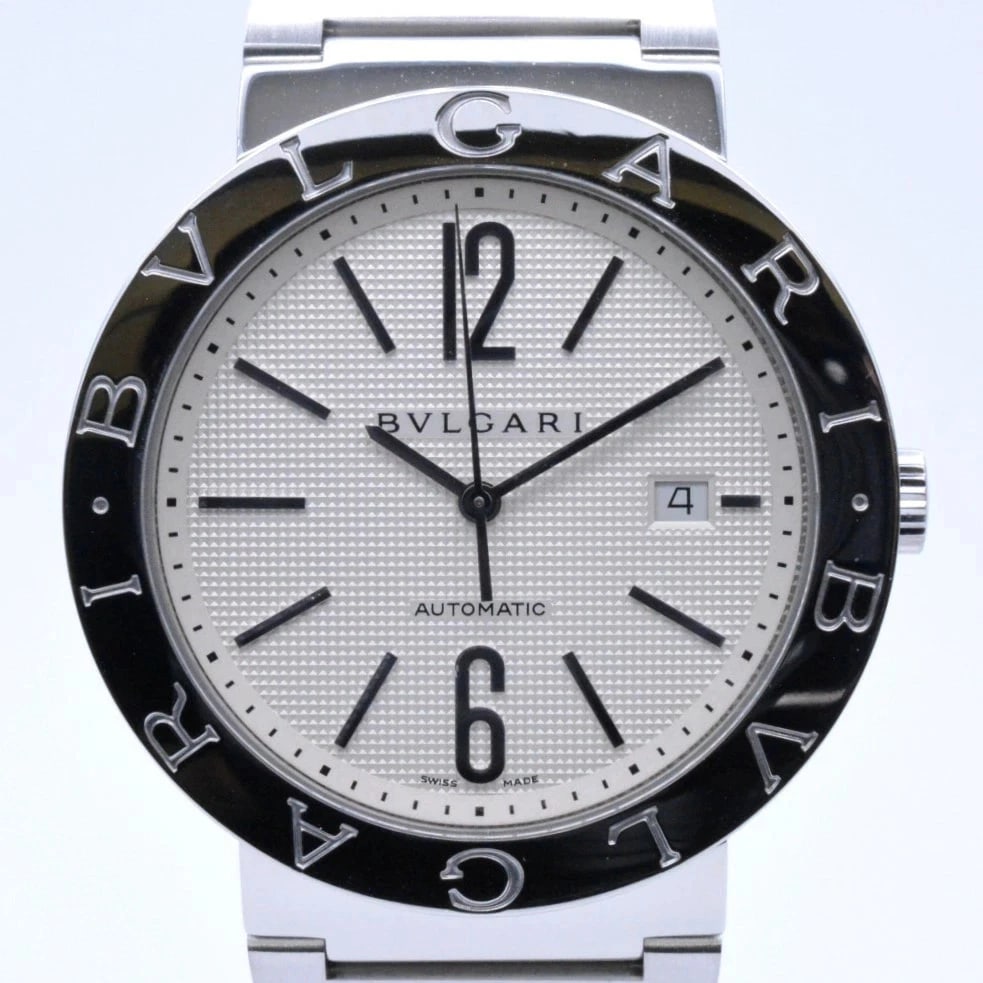 BVLGARI WATCH WHITE AUTOMATIC STAINLESTEEL WATCH: Bvlgari Watch White Automatic Stainlesteel Watch Brand: BVLGARI Type/Style: Wristwatch Material: SS Color: WHITE Size: Case size: 42mm Wrist size: Approx. 20cm Accessories: None Accessories Notice: