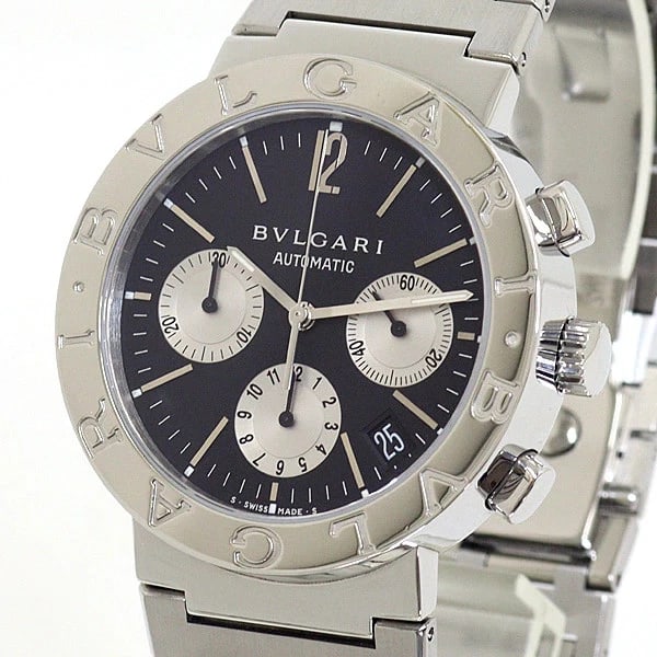 BVLGARI WATCH CHRONOGRAPH AUTOMATIC DATE BLACK WATCH: Bvlgari Watch Chronograph Automatic Date Black Watch Brand: BVLGARI Type/Style: Wristwatch Material: SS Color: BLACK Size: Case size: 38mm Wrist size: 18.2cm Accessories: None Accessories Notice: